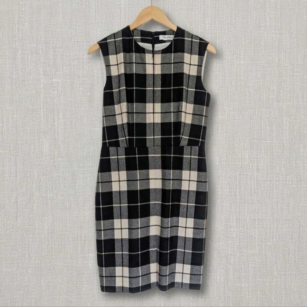 MaxMara Plaid Sleeveless Sheath Dress size S - Picture 2 of 9